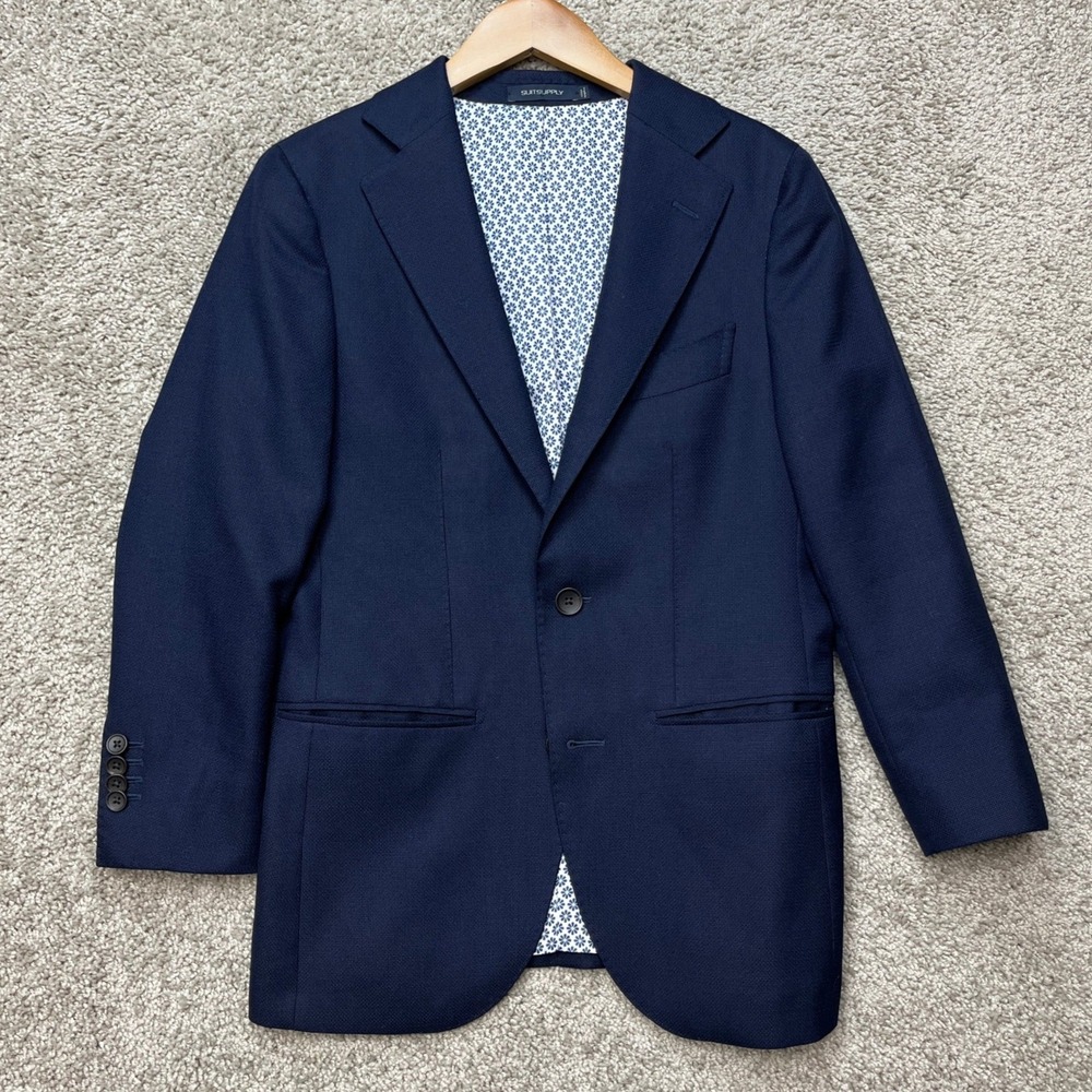 Suitsupply Blazer Mens 40 Blue 2-Button Sport Coat Vitale Barberis Canonico Wool